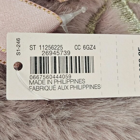 Victorias Secret Faux Fur Christmas Stocking Blush Pink Ribbon Pom Poms NWT - Picture 3 of 11